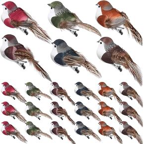 24pcs Fake Birds Sparrow 3.9-Inch Foam Feather Artificial Birds Realistic Clip on Ornaments for Christmas Tree Decoration Wreaths Craft Seasonal Displays in Saudi Arabia