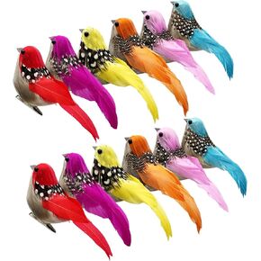 12 قطعة الطيور الاصطناعية الربيع الملونة الريش رصدت الطيور وهمية مع كليب لعيد الفصح إكليل الحرفية شجرة عيد الميلاد الديكور in Kuwait