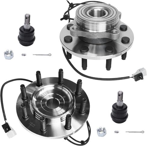 Detroit Axle - 4WD Front Wheel Bearing Hubs Kit for 00-02 Dodge Ram 2500 3500, 2 Wheel Bearing & Hubs Assembly 2 Upper Ball Joints 2000 2001 2002 Replacement - 4pc Set in Saudi Arabia