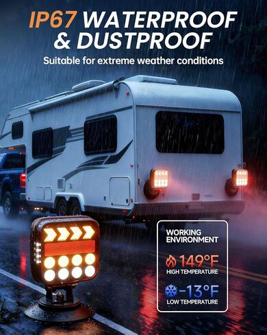 أضواء مقطورة لاسلكية، مصابيح خلفية لاسلكية مغناطيسية USB-C قابلة للتعديل مع زر ضوء تحذير، مجموعة إضاءة LED محمولة مقاومة للماء لشاحنة القطر، RV، التخييم، القافلة in Kuwait