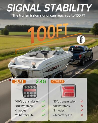 أضواء مقطورة لاسلكية، مصابيح خلفية لاسلكية مغناطيسية USB-C قابلة للتعديل مع زر ضوء تحذير، مجموعة إضاءة LED محمولة مقاومة للماء لشاحنة القطر، RV، التخييم، القافلة in Kuwait