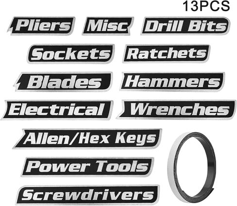 ‌12 قطعة من ملصقات صندوق الأدوات المغناطيسية، علامات تنظيم قابلة لإعادة الاستخدام لصناديق الأدوات الفولاذية والعربات والأدراج والخزائن، بلاستيك متين، سهل التنظيف، هدية لأصحاب الأعمال اليدوية والميكانيكيين in Kuwait