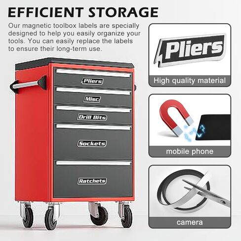 ‌12 قطعة من ملصقات صندوق الأدوات المغناطيسية، علامات تنظيم قابلة لإعادة الاستخدام لصناديق الأدوات الفولاذية والعربات والأدراج والخزائن، بلاستيك متين، سهل التنظيف، هدية لأصحاب الأعمال اليدوية والميكانيكيين in Kuwait