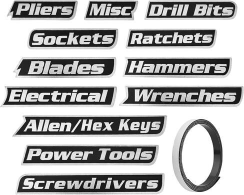 ‌12 قطعة من ملصقات صندوق الأدوات المغناطيسية، علامات تنظيم قابلة لإعادة الاستخدام لصناديق الأدوات الفولاذية والعربات والأدراج والخزائن، بلاستيك متين، سهل التنظيف، هدية لأصحاب الأعمال اليدوية والميكانيكيين in Kuwait