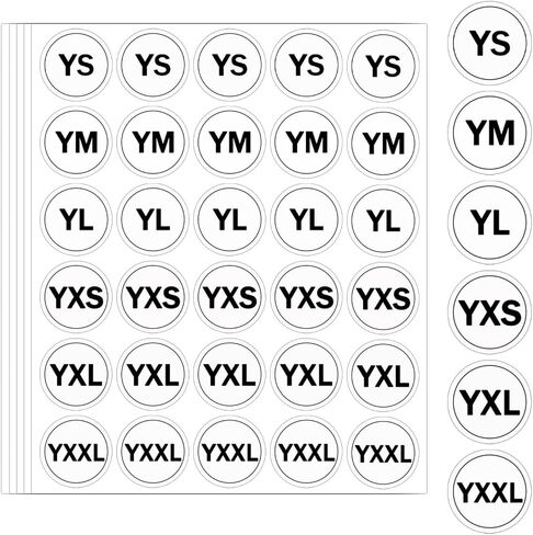 1050 Pcs Youth Clothing Size Stickers 1 inch Color-Coding Clothing Size Organizer Sticker for Retail Shop Apparel 6 Sizes(YXS YS YM YL YXL YXXL) in Saudi Arabia