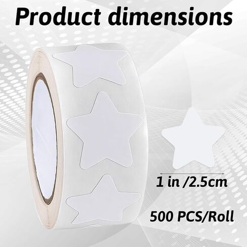 500Pcs White Star Stickers 1 Inch Adhesive White Stars Large Stars Stickers Labels Waterproof Removable Star Shape Sticker for Crafts Reward Wall Decals in Kuwait