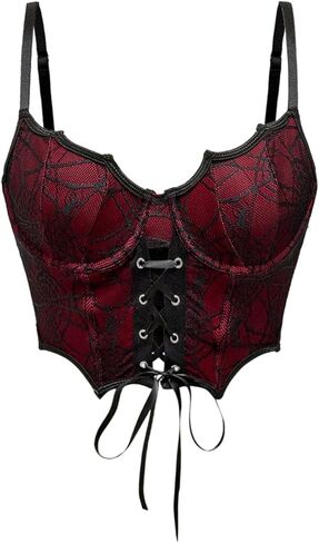 SOLY HUX Women's Gothic Bra Lace Up Y2k Crop Corset Cami Top Underwire Push Up Bras in Saudi Arabia