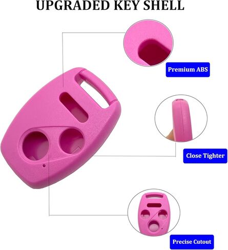 Key Fob Case Replacement for Honda Civic LX Accord Crosstour Coupe CR-V CR-Z Pilot Fit Insight Ridgeline Odyssey 2005-2017 Keyless Entry Car Key Fob Shell - Cutting NOT Required (Pink) in Saudi Arabia