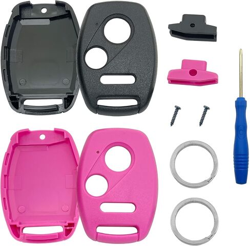 Key Fob Case Replacement for Honda Civic LX Accord Crosstour Coupe CR-V CR-Z Pilot Fit Insight Ridgeline Odyssey 2005-2017 Keyless Entry Car Key Fob Shell - Cutting NOT Required (Pink) in Saudi Arabia