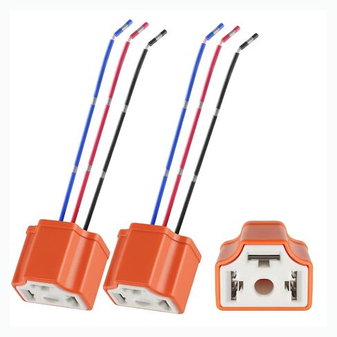TOPKU H4 9003 HB2 Female High Temperature Ceramic Adapter Wiring Harness Sockets Wire for Headlights or Fog Lights in Kuwait