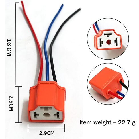 TOPKU H4 9003 HB2 Female High Temperature Ceramic Adapter Wiring Harness Sockets Wire for Headlights or Fog Lights in Kuwait