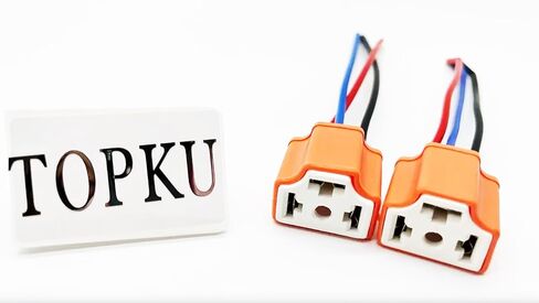 TOPKU H4 9003 HB2 Female High Temperature Ceramic Adapter Wiring Harness Sockets Wire for Headlights or Fog Lights in Kuwait