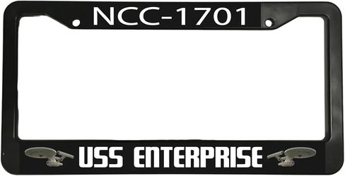 حامل لوحة ترخيص السيارة لإطار لوحة ترخيص Star Trek NCC-1701 USS Enterprise باللون الأسود اللامع in Saudi Arabia