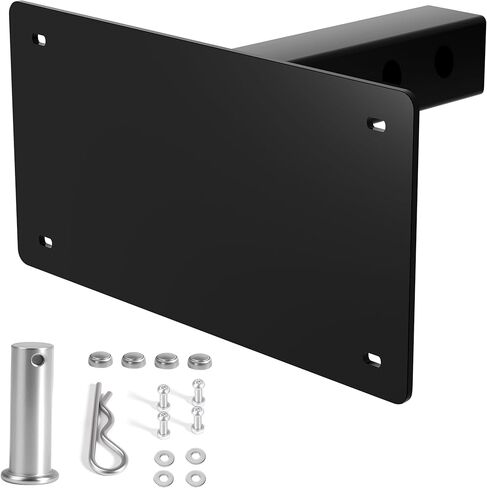 حامل لوحة ترخيص وصلة المقطورة، حامل لوحة ترخيص عالي التحمل، متوافق مع مستقبلات وصلة 2 بوصة، مقاومة للتآكل، لا تحتاج إلى حفر، مناسبة عالميًا للشاحنات SUV RV in Kuwait