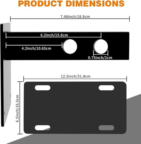 حامل لوحة ترخيص وصلة المقطورة، حامل لوحة ترخيص عالي التحمل، متوافق مع مستقبلات وصلة 2 بوصة، مقاومة للتآكل، لا تحتاج إلى حفر، مناسبة عالميًا للشاحنات SUV RV in Kuwait