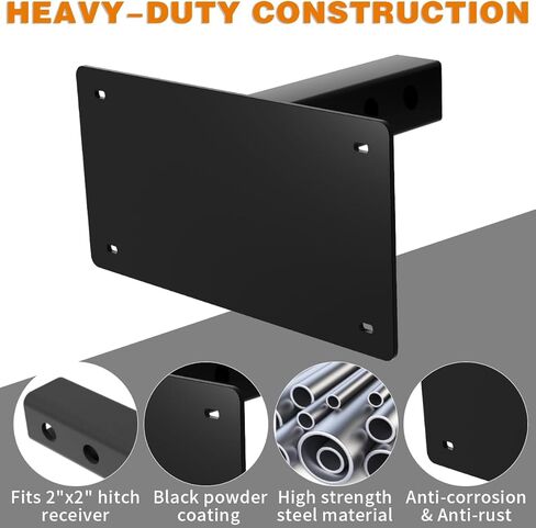 حامل لوحة ترخيص وصلة المقطورة، حامل لوحة ترخيص عالي التحمل، متوافق مع مستقبلات وصلة 2 بوصة، مقاومة للتآكل، لا تحتاج إلى حفر، مناسبة عالميًا للشاحنات SUV RV in Kuwait