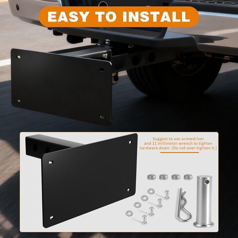 حامل لوحة ترخيص وصلة المقطورة، حامل لوحة ترخيص عالي التحمل، متوافق مع مستقبلات وصلة 2 بوصة، مقاومة للتآكل، لا تحتاج إلى حفر، مناسبة عالميًا للشاحنات SUV RV in Kuwait