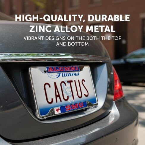 Desert Cactus Southern Methodist University License Plate Frame SMU Mustangs Metal Car Tag Holder for Front or Back of Car Officially Licensed (Alumni) in Saudi Arabia