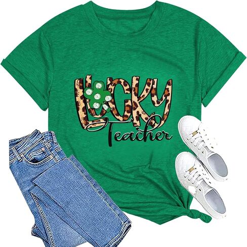 St. Patrick's Day Shirt Women Lucky Irish Teacher Shirts Teaching Lucky Charms T-Shirt for Women School Teach in Kuwait