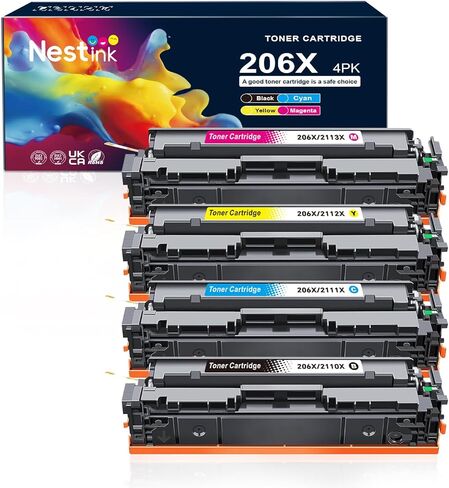 206X Compatible Replacement for Toner Cartridge for HP 206 206X 206A Toner Cartridges 4 Pack High Yield to Use with HP Color LaserJet Pro MFP-M283fdw M283cdw Pro M255dw M283 M255 (BK/C/M/Y 4 Pack) in Kuwait