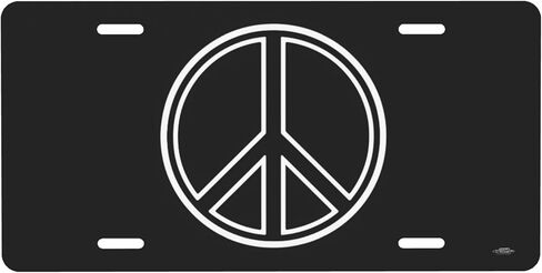 License Plate Black Peace Sign Front License Plate with 4 Holes Rust-Free Fade Resistant Aluminum Metal Decorative Car Plates Novelty Decor Vanity Tag for Trucks,SUVs,6×12 Inch,B-14 in Saudi Arabia