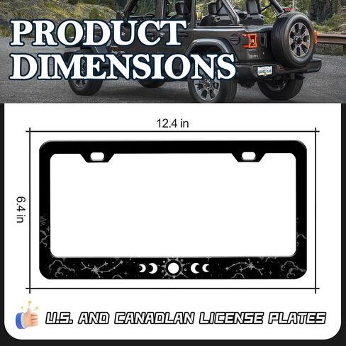 HCSS 2PCS Sun Moon Stars License Plate Frame, Starry Galaxy Aluminum Metal License Plate Holder Car Accessory, Rust-Proof Waterproof Car Decorative Tag Frames for Standard US 12x6 Inch in Saudi Arabia