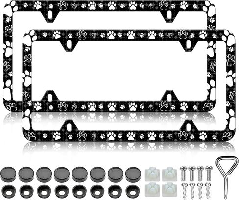 HCSS 2PCS Sun Moon Stars License Plate Frame, Starry Galaxy Aluminum Metal License Plate Holder Car Accessory, Rust-Proof Waterproof Car Decorative Tag Frames for Standard US 12x6 Inch in Saudi Arabia