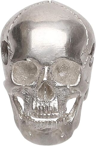 Skull Bead Charm Pendant for Necklace Bracelet 925 Sterling Silver Handcrafted Gothic Rock Punk Diablo Biker Retro Light Silver [Premium 60002] in Kuwait