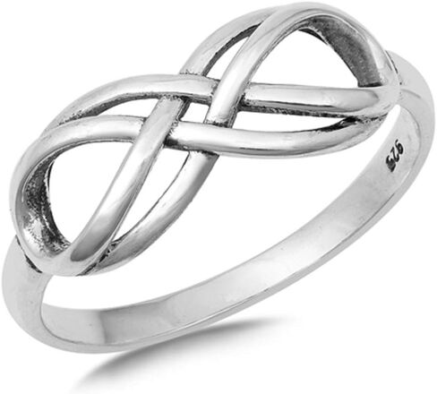 CloseoutWarehouse 925 Sterling Silver Plain Double Infinity Ring in Kuwait