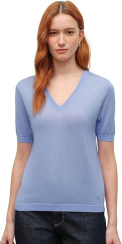 KVSS Women's Cashmere Silk Blend Sweater, 70% Cashmere 30% Silk Luxury V Neck Short Sleeve Pullover Top for Daily Office Wear in Kuwait