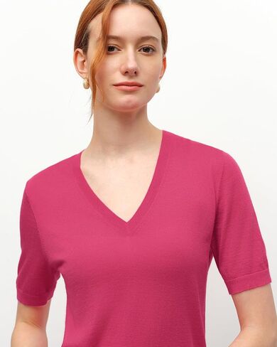 KVSS Women's Cashmere Silk Blend Sweater, 70% Cashmere 30% Silk Luxury V Neck Short Sleeve Pullover Top for Daily Office Wear in Saudi Arabia