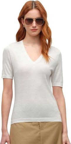 KVSS Women's Cashmere Silk Blend Sweater, 70% Cashmere 30% Silk Luxury V Neck Short Sleeve Pullover Top for Daily Office Wear in Saudi Arabia