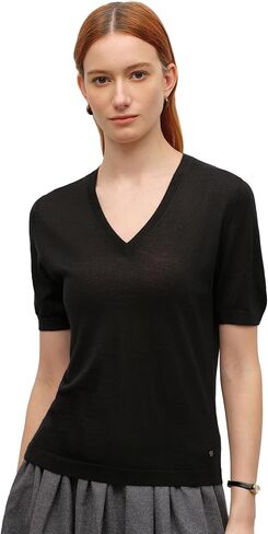 KVSS Women's Cashmere Silk Blend Sweater, 70% Cashmere 30% Silk Luxury V Neck Short Sleeve Pullover Top for Daily Office Wear in Saudi Arabia
