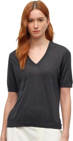 KVSS Women's Cashmere Silk Blend Sweater, 70% Cashmere 30% Silk Luxury V Neck Short Sleeve Pullover Top for Daily Office Wear in Saudi Arabia