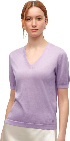 KVSS Women's Cashmere Silk Blend Sweater, 70% Cashmere 30% Silk Luxury V Neck Short Sleeve Pullover Top for Daily Office Wear in Saudi Arabia