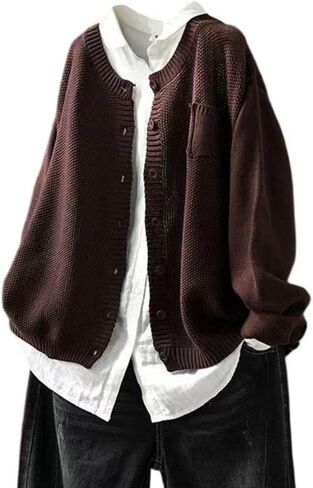 Women’S Casual Loose Knit Cardigan Sweater Button Down Long Sleeve Lightweight Fall Winter Trendy Tops in Kuwait
