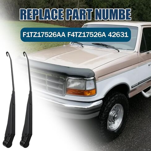 زوج واحد من ذراع ممسحة الزجاج الأمامي المقاوم للصدأ والأشعة فوق البنفسجية متوافق مع Ford F150 F250 F350 F-Super Duty Bronco 1991 1992 1993 1994 1995 1996 1997 1998 استبدال F1TZ17526AA F4TZ17526A 42631 in Kuwait
