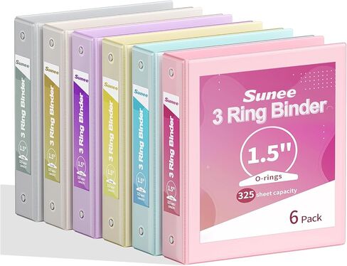 SUNEE 3 Ring Binder 1 Inch 6 Pack, Clear View Binder Three Ring PVC-Free (Fit 8.5x11 Inches) for School Binder or Office Binder Supplies, White Binder in Saudi Arabia
