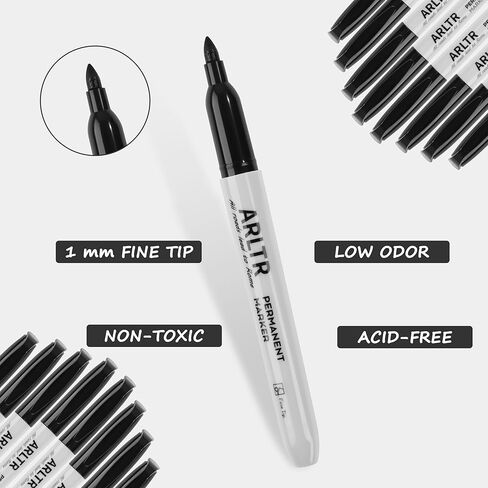 مجموعة أقلام تحديد دائمة برأس رفيع، عبوة كبيرة مكونة من 320 قطعة باللون الأسود، تعمل على البلاستيك والخشب والحجر والمعادن والزجاج للرسم والتلوين كمكتب ومستلزمات مدرسية in Kuwait