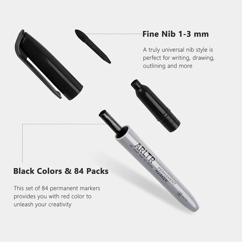 مجموعة أقلام تحديد دائمة برأس رفيع، عبوة كبيرة مكونة من 320 قطعة باللون الأسود، تعمل على البلاستيك والخشب والحجر والمعادن والزجاج للرسم والتلوين كمكتب ومستلزمات مدرسية in Kuwait