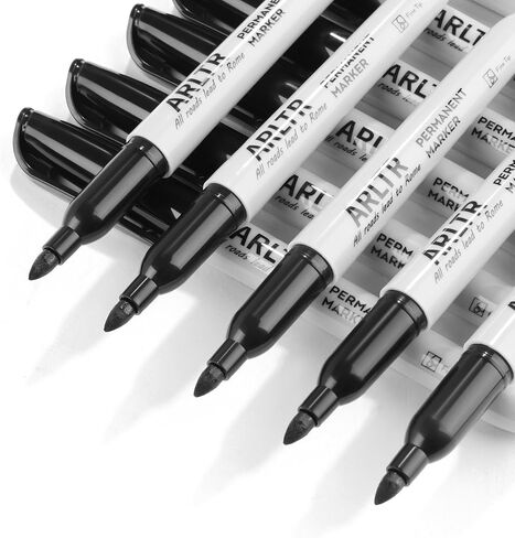 مجموعة أقلام تحديد دائمة برأس رفيع، عبوة كبيرة مكونة من 320 قطعة باللون الأسود، تعمل على البلاستيك والخشب والحجر والمعادن والزجاج للرسم والتلوين كمكتب ومستلزمات مدرسية in Kuwait