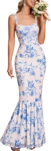 HTZMO Women Floral Wedding Guest Bodycon Maxi Dress Lace Square Neck Formal Party Elegant Long Dresses in Saudi Arabia