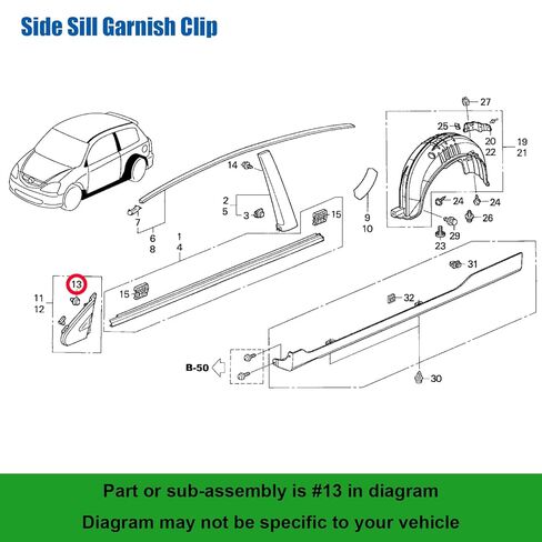 OAUTOO 25pcs Body Side, Fender Flare, Roof Garnish & Side Sill Moulding Clip 76222-SP1-003 for Honda Civic Element Odyssey Pilot, Acura Legend MDX RDX RL ZDX 1991-2013 in Saudi Arabia