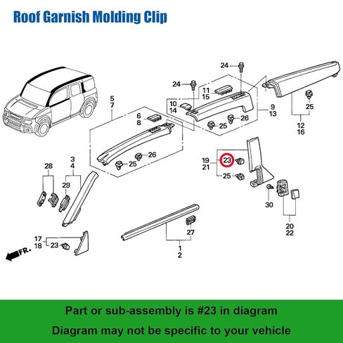 OAUTOO 25pcs Body Side, Fender Flare, Roof Garnish & Side Sill Moulding Clip 76222-SP1-003 for Honda Civic Element Odyssey Pilot, Acura Legend MDX RDX RL ZDX 1991-2013 in Saudi Arabia