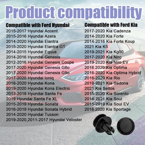 20 قطعة من مشبك التثبيت من نوع الدفع من Fender Liner، بديل لسيارة Hyundai Kia 86595-2T500 Accent، Azera، Elantra، Equus، Genesis، Ioniq، Kona، Santa Fe، Sonata، Tucson، Veloster، Optima، Sedona in Saudi Arabia