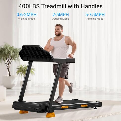 CURSOR FITNESS Home Folding Treadmill with Pulse Sensor, 2.5 HP Quiet Brushless, 7.5 MPH, 265 LBS Capacity in Kuwait