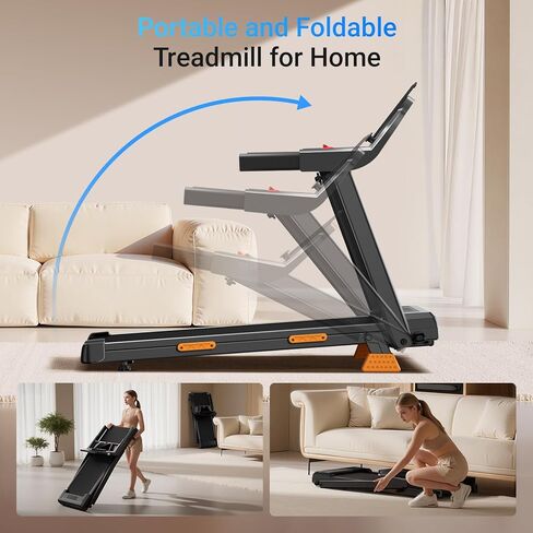 CURSOR FITNESS Home Folding Treadmill with Pulse Sensor, 2.5 HP Quiet Brushless, 7.5 MPH, 265 LBS Capacity in Kuwait