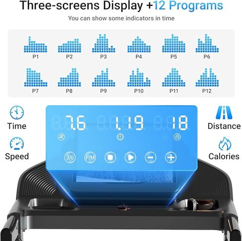 CURSOR FITNESS Home Folding Treadmill with Pulse Sensor, 2.5 HP Quiet Brushless, 7.5 MPH, 265 LBS Capacity in Kuwait