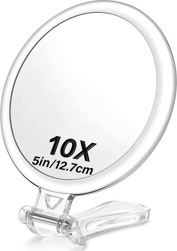 40X Magnifying Handheld Mirror Double Sided, Magnification Hand Mirror, Travel Folding Held Adjustable Rotation Pedestal Makeup Desk Vanity Mirror in Saudi Arabia