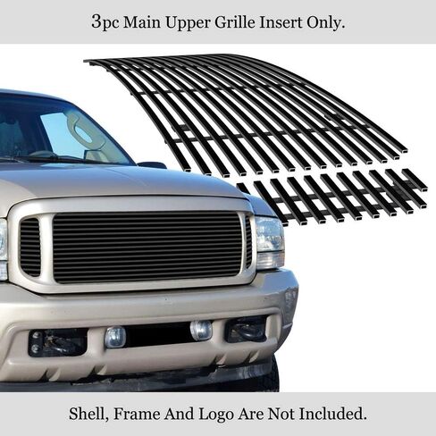 APS متوافق مع Ford Excursion 2000-2004 و99-04 F-250 F-350 F-450 F-550 الجزء العلوي الرئيسي من الفولاذ المقاوم للصدأ SS أسود البليت الأمامي شواية أمامية S18-H90756F in Saudi Arabia